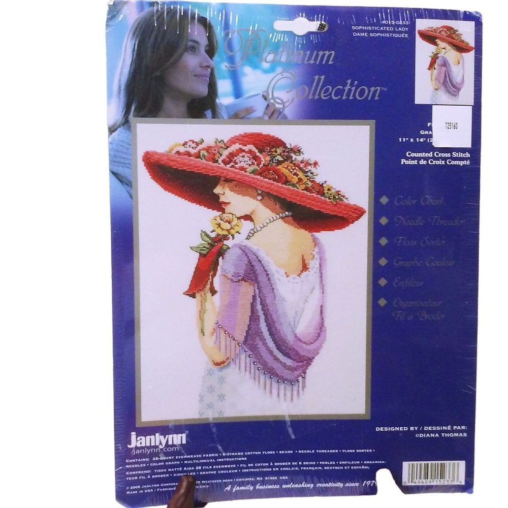 Janlynn Platinum 015-0233 CrossStitch Kit 'Sophisticated Lady' 11x14 New NIP NOS